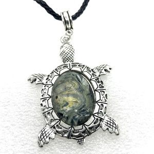 Handmade necklace NSN Turtle with hand painted glass dome